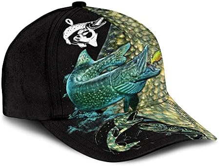 Бейзболна шапка за Любителите на Риболова, Регулируем бейзболна шапка с 3D Принтом възстановяване на предишното положение, Подаръци