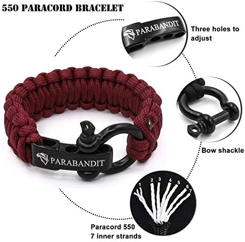 Гривна за оцеляването на паракорда Parabandit тегло 550 килограма, с черна дужкой-лък от неръждаема стомана, достъпна в 3 регулируеми