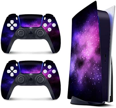 Корица PS5 Galaxy Purple за конзолата Playstation 5 и 2 контролери, Винил 3М Decal с пълна обвивка (Дисково издание)