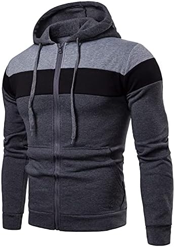 WYTong/ мъжки ежедневни шарени блузи с качулка на съвсем малък и джоб, в топ в ретро стил с цветен блок, оборудвана пуловер с качулка