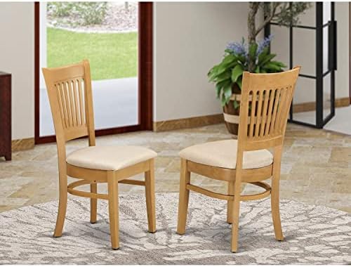 Столове за трапезария East West Furniture VAC-Oak-C с Тапицирана Седалка и Модерна маса за хранене NFT T С правоъгълен плот 53,5
