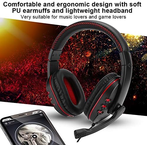 Детска слушалки Слушалки за компютърни игри на главичката Слушалки за слушалки Висока производителност за PS4 (черно и червено върху