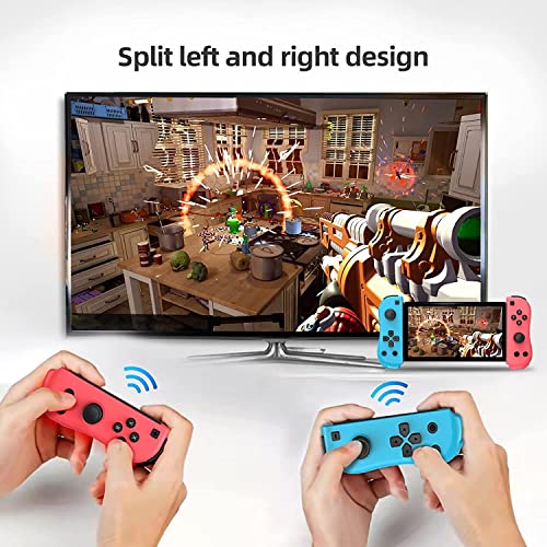 Контролери за видео игри, Безжична смяна на геймпада Bluetooth, Подходяща за Nintendo Switch - Ляв и Десен Neon Joycon (синьо +