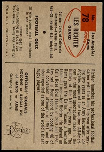 1954 Боуман 78 Гора Рихтер в Лос Анджелис Рэмс (Футболна карта) в Ню Йорк/Mount Рэмс Калифорния