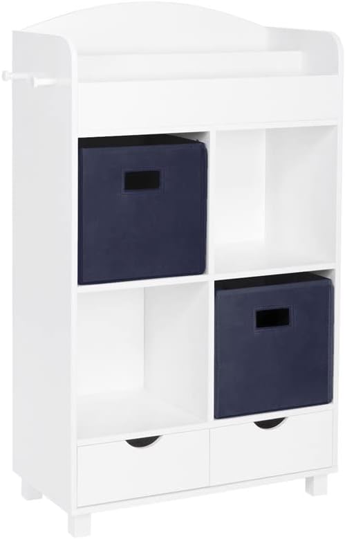 Шкаф за съхранение на RiverRidge Home RiverRidge, Бял с Тъмно сини чекмеджета
