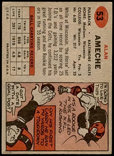 1957 Topps # 53 Алън Амеч Балтимор Колтс (Футболна карта) EX/MOUNT Колтс Уисконсин