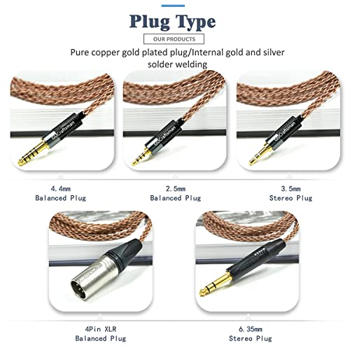 Подобрен Монокристален Меден кабел за слушалки GUCraftsman 6N 3,5 мм/4,4 мм/4Pin XLR кабел за Focal Elegia Clear Stellia Elear Celestee Radiance Clear PRO Clear MG PRO (4Pin XLR съединители)