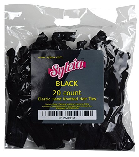 Syleia Опаковка от 20 Черни гумени ленти за Коса, за Притежателите на cauda equina, Еластична Лента, Без гънки, Завязанной възел