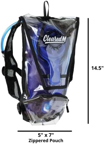 ClearedM Прозрачен раница за хидратация и прозрачна поясная чанта - Прозрачна торбичка за хидратация с 1,5-литров воден мехур в комплект, прозрачна чанта през рамо, одоб?