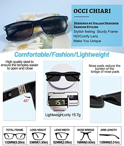 Мъжки Фотохромичните Бифокални Очила за четене OCCI CHIARI с Квадратна Прехода, Слънчеви Очила с защита от Uv