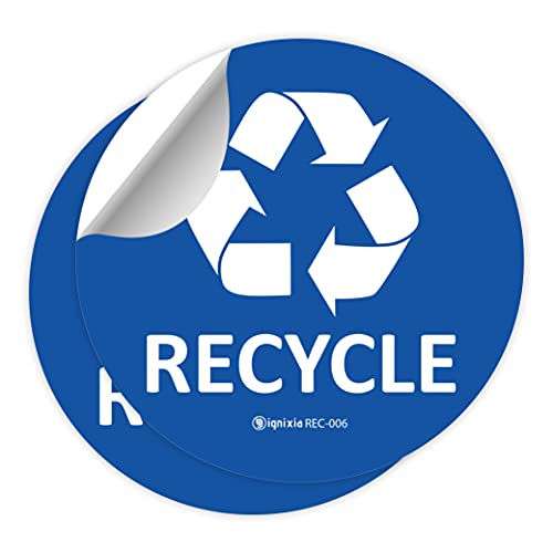 Етикети IGNIXIA Recycle за боклук на резервоара размер 6x6 инча (опаковка от 2 броя), Етикети за Рециклиране на боклуци кошчета, Водоустойчиви етикети със защита от ултравио?