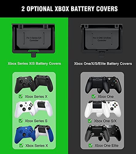 Зарядно устройство за контролер Kydlan за Xbox One X series |S, зарядно устройство с батерии с капацитет 2x1550 mah, Съвместима с контролер Xbox One /X series/S|Elite, Допълнителни гнезда за ба