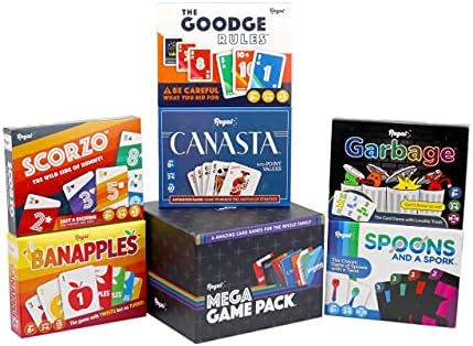 Семейна игра набор от Regal Games Mega Карта с тестета Canasta, Spoons и a Spork, Garbage, ScorZo, The Прага Rules и Banapples