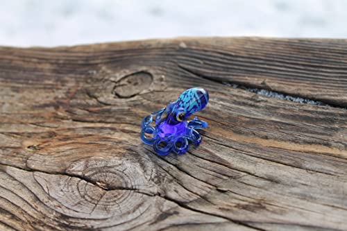 Тъмно Синьо Малка Стъклена Фигурка Ръчно изработени, Елегантни Октопод, Стъклена Изкуство, Подводен Стъклен Октопод, са подбрани