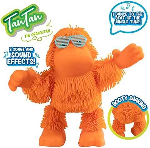 Детска играчка Eolo Jiggly Pets 'Тан-Тан, Гума Танцуващата Орангутан, Движение на цялото тяло, Разклащане попой, Музиката на джунглата,