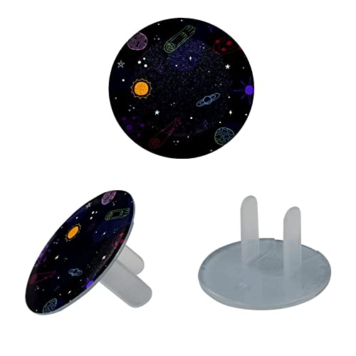 Капачки за контакти Space Galaxy Planet 12 Бр. - Защитни капачки за контакти, за деца – Здрави и устойчиви – Лесно да защитават