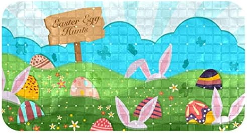 Детски килим за баня 26,9 x 14,7 Happy Easter Сладък заек Заек и яйцето с лепило и сливными дупки BPA само за Гладки подове