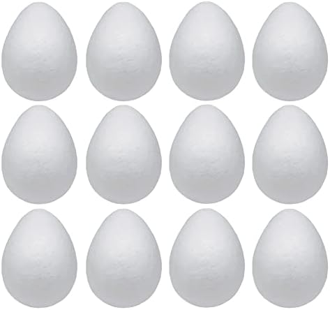 Яйца от Стиропор Crafjie 12шт 4,72 инча (12 см) Бели Яйца от Полистирол за Бродерия Гладка на Пролетта, Великден, Хелоуин, Коледа,