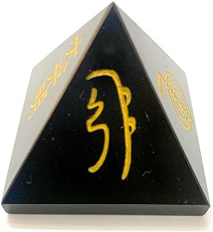 crystalmiracle Черен Ахат Пирамида на Усуи Рейки 35-40 Mm Bagua Crystal Исцеляющий Скъпоценен Камък Уелнес Ръчно изработени