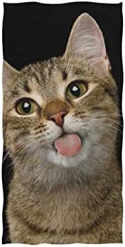 ALAZA Кърпа за Фитнес От Микрофибър Смешни Happy Cat, Бързосъхнеща Спортна Гъба за лице От Пот за Фитнес 15 x 30 см