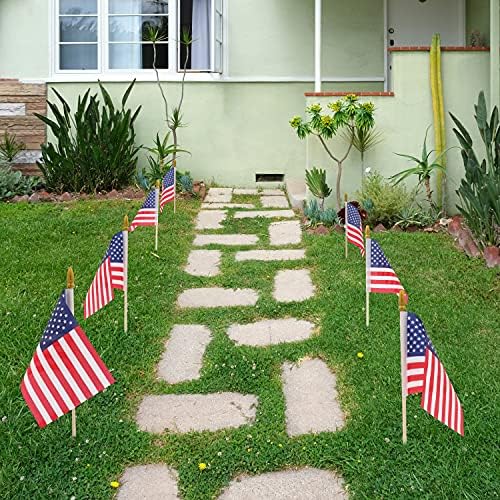 12 бр. Малки американски Знамена, на клечка, Декор за улиците на 4 юли, Малките Знамена на САЩ, Мини-американски Флаг 4 x 6, Американски