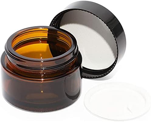 Кръгли стъклени буркани кехлибарен цвят, с капак за козметика (1 унция, 14 пакети)