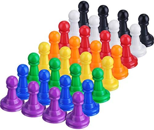 Шаппи 32 Броя Разноцветни Пластмасови Пионки Фигури за Настолни игри Пешки Настолни Маркери 1 Инч