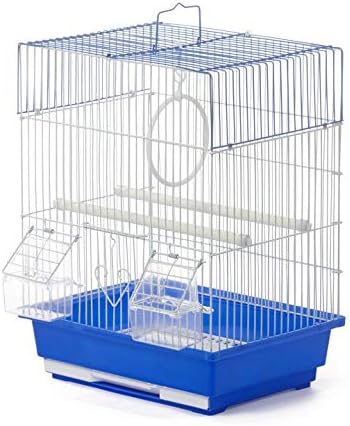 Prevue Pet Products Плосък Горната клетка за Икономично папагала и Малка птица с Бяла Тел, Синя Пластмасова основа с Подвижна чекмедже
