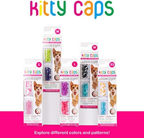 Капачки за нокти Кити Caps за котки | Сигурна, стилна и хуманен алтернатива отстраняване на нокът | Предотвратяват появата на зацепов и драскотини, X-Small (с тегло до 5 кг.
