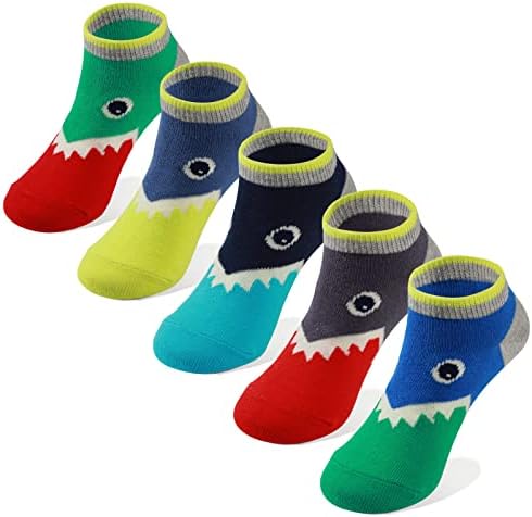 Памук ден децата момчетата глезена ниско деколте чорапи весели цветни акули ленти дизайн