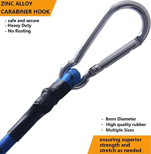Бънджи кабел SUGMHCIM с карабинер | 4 опаковки Отлични Гумени ремъци с повишена здравина, Здрава Еластична Въже за работа на открито