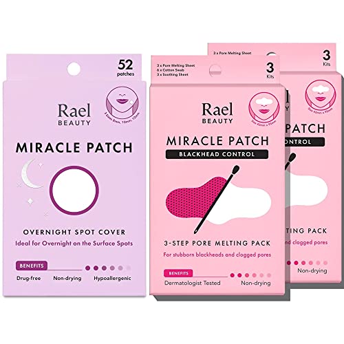 Rael Miracle Пакет - Нощен Точков маска (52 бр.) и маска за изглаждане дълго, 3-степенна ивица на носа (2 опаковки)