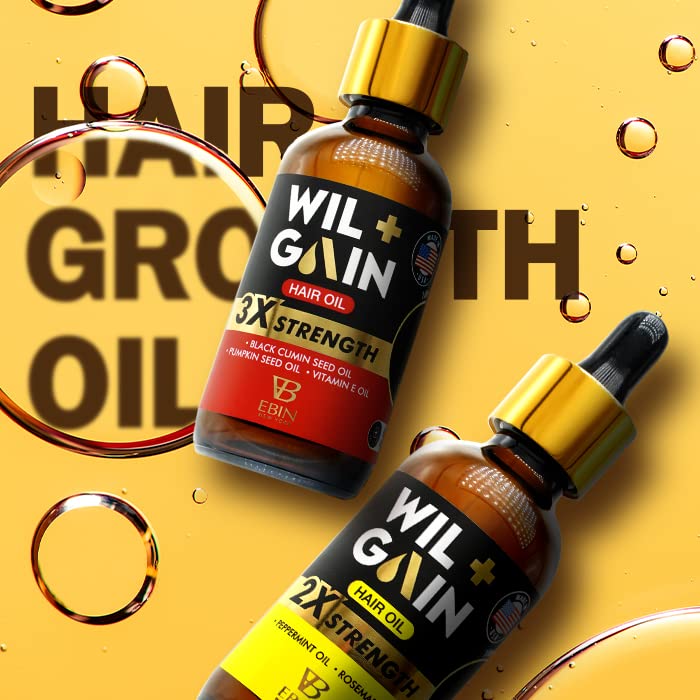 EBIN NEW YORK натурално масло за коса Ще се запазят + Mega Gain Gro Oil 2 унция / 60 мл (хранителни / срещу чупливост)