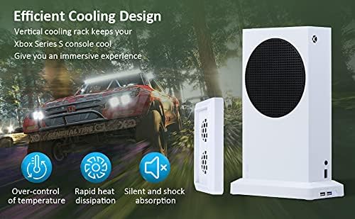 Охлаждащ вентилатор Xbox S Series за Xbox Series S, Охлаждаща поставка Xbox Серия S с 2-пристанищен USB2.0, 1-пристанищен тип C