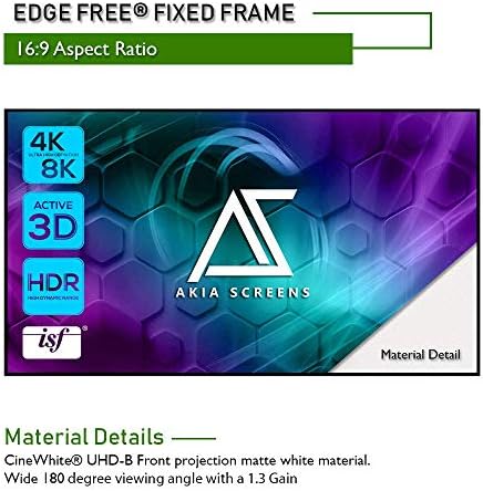 Akia Screens 125-инчов Прожекционен Екран с фиксирани Панела без край 125 Диагонал на 16:9 8K 4K Ultra HD 3D Ready CINEWHITE UHD-B