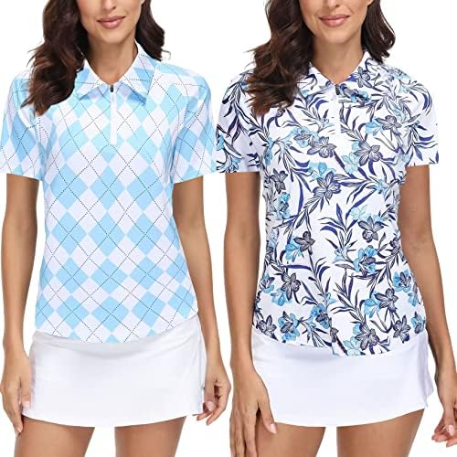 TrendiMax Дамски Ризи Топка за голф с къс ръкав в 2 опаковки, Леки, бързо съхнещи Спортни Блузи Летни