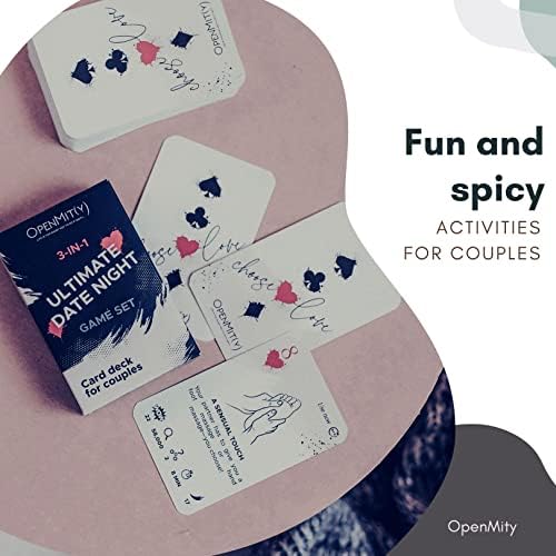 Игри набор от OpenMity 3 в 1 Ultimate Date Night - Включва 52 карти и 2 жокера - Играйте 3 Специални игри с карти - Забавно занимание за двойки - Вълнуващ подарък на участието, годишнин