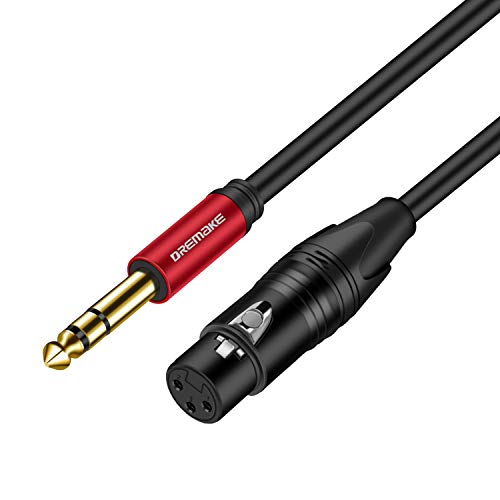3-Крак Балансиран аудио кабел XLR-1/4 конектор DREMAKE 6,35 мм (1/4 инча), Свързване на Микрофон TRS кабел Male-XLR Female за смесване