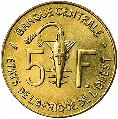 Държавата в Западна Африка 5 Франка 2002-2010, 20 мм Оригиналната монета Африканска Антилопа