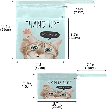 ZZXXB Cat Hand Up Waterproof Влажна Чанта за многократна употреба Текстилен Влажна Пелена Суха Чанта с Джоб с Цип за Пътуване, Плаж,